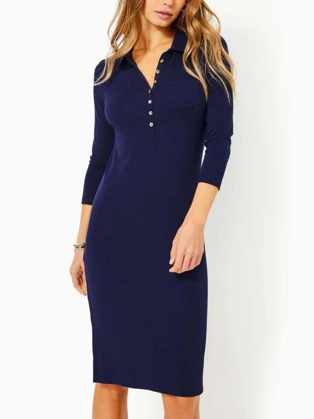 Lilly Pulitzer Navy Polo-Style Midi Dress